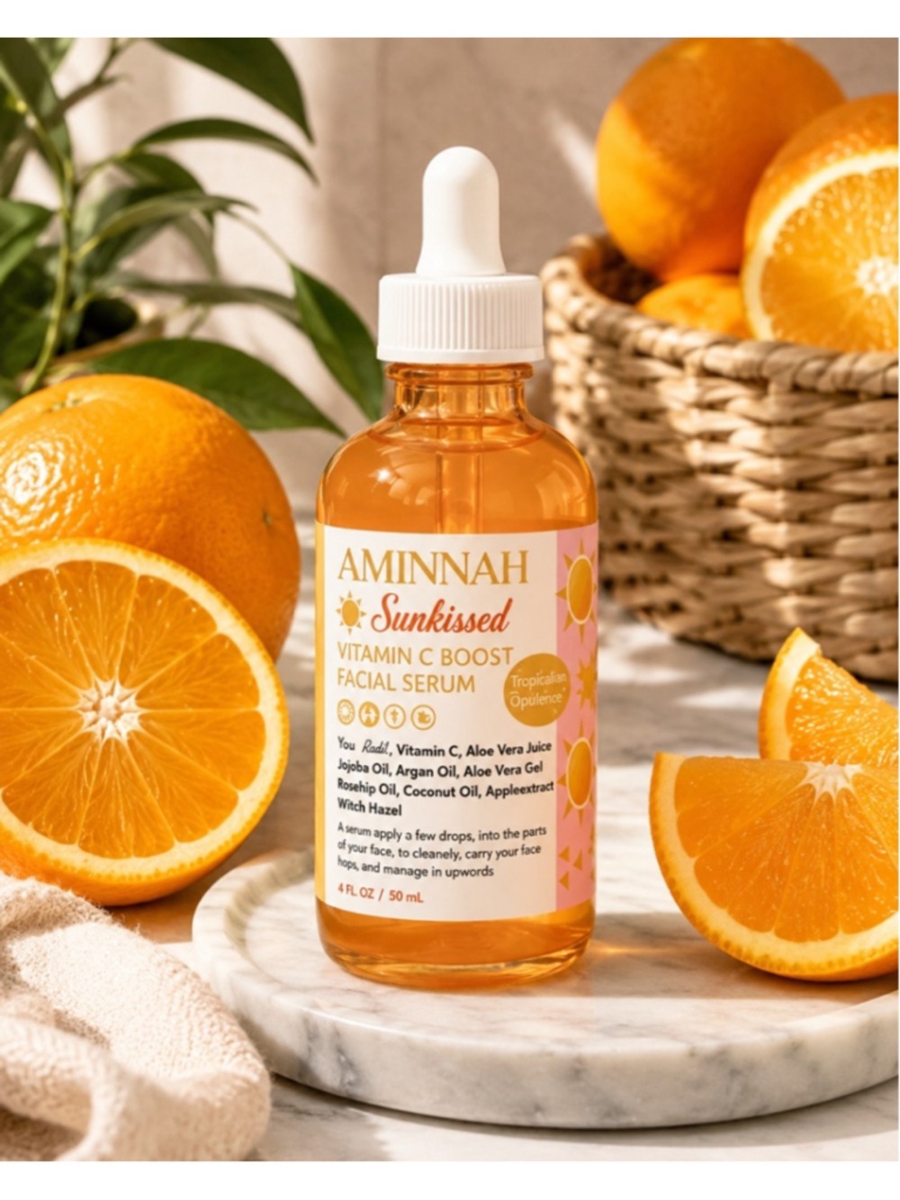 Aminnah Sunkissed Vitamin C Boost Facial Serum 4oz Brightening Glow Skincare NWT